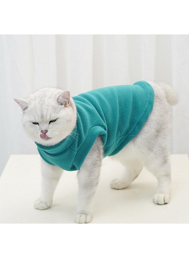 بوماي بوريتي سترة قطط من الصوف من PUMYPOREITY، قميص قطط سميك لفصل الشتاء، ملابس قطط للطقس البارد، سترة قطط ناعمة، سترات قطط للقطط فقط، أزرق، مقاس M - Image 5