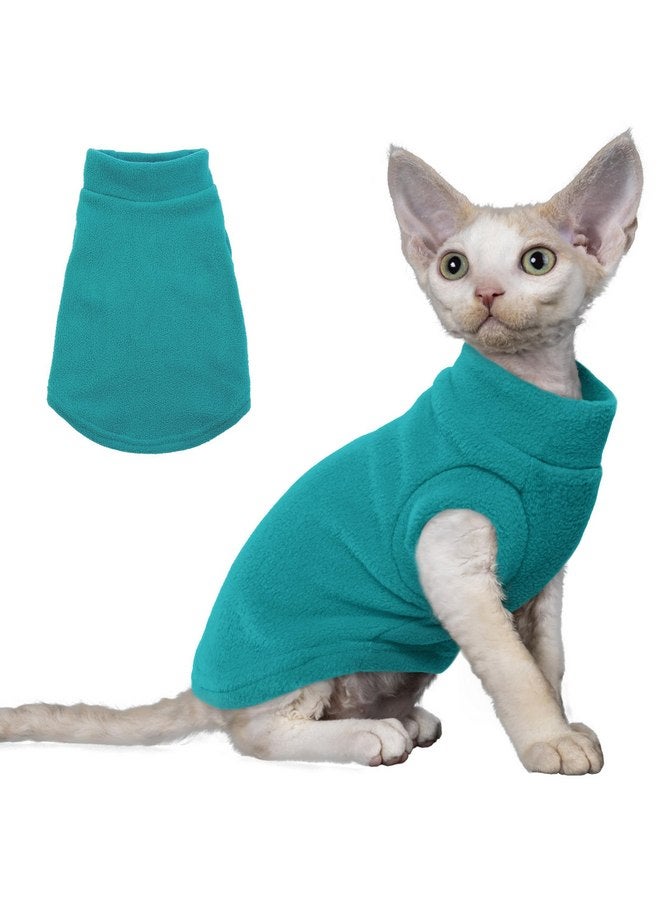 بوماي بوريتي سترة قطط من الصوف من PUMYPOREITY، قميص قطط سميك لفصل الشتاء، ملابس قطط للطقس البارد، سترة قطط ناعمة، سترات قطط للقطط فقط، أزرق، مقاس M - Image 1