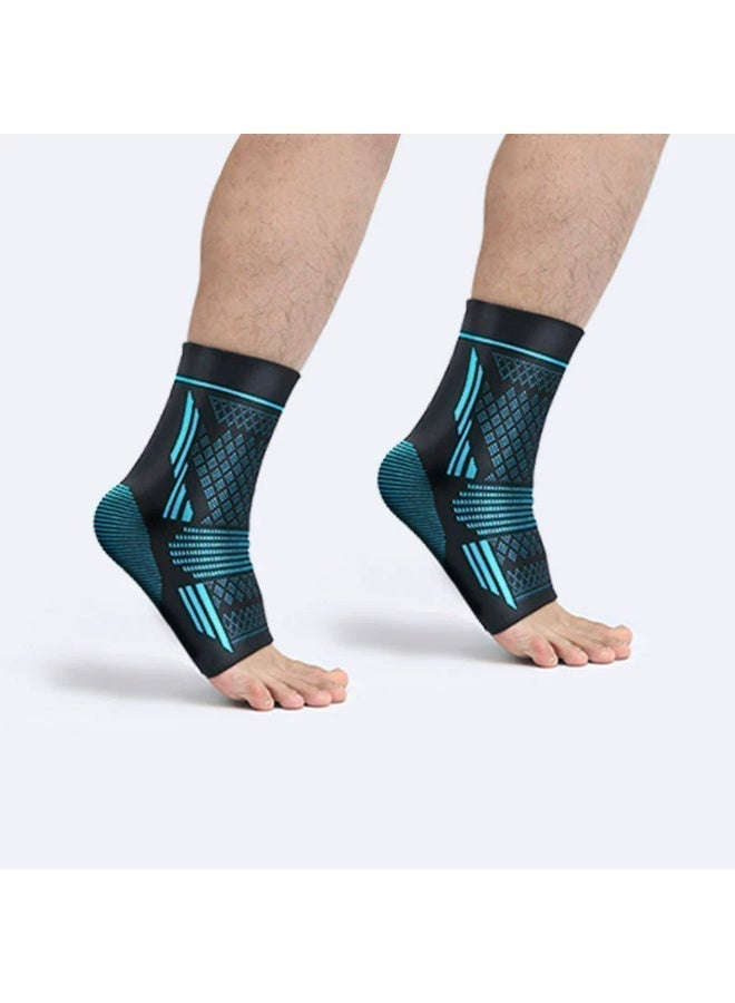Bincoo 2 Piece Ankle Protector Adjustable Compression Ankle Support Brace Relief for Plantar Fasciitis, Achilles Tendinitis, Bone Spur, Cracked Heels, Adjustable & Breathable, For Running Sports Football and Basketball L - Image 1