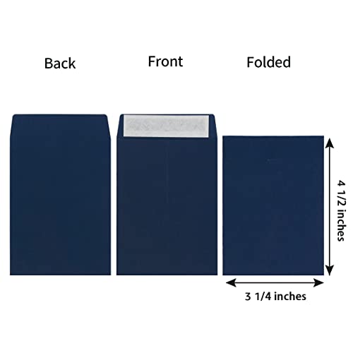 Topeen 100 Pack Seed Envelopes Self-Adhesive Small Coin Envelopes Seed Storage Packets for Garden, Office or Wedding Gift (Navy Blue, 3 1/4 ×4 1/2 inches) - Image 2