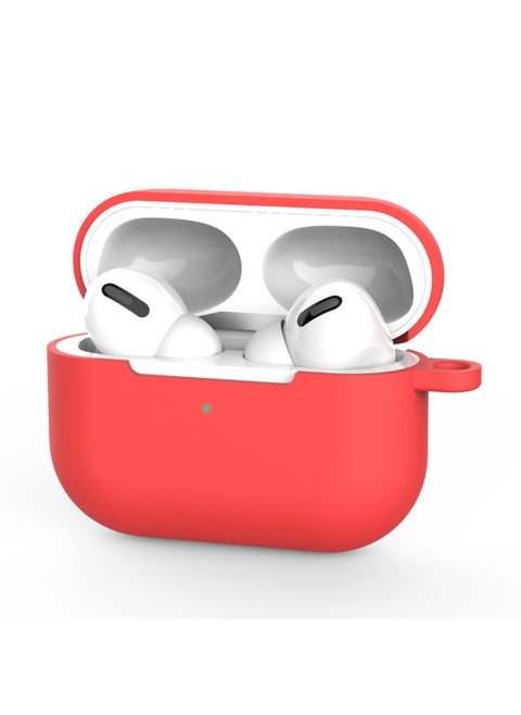 Airpods Pro Headphone Case For Apple 3 Generation Bluetooth Headset Silicone Protective Case Airpods Protective Case-Colour:Carmine-Applicable Model:Airpods Pro