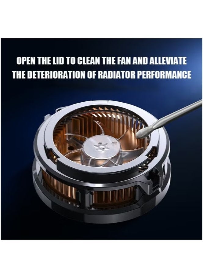 ميمو مبرد هاتف مغناطيسي، مروحة تبريد محمولة للهاتف، مبرد هاتف محمول مروحة هاتف محمول عالمي للهاتف المحمول للبث المباشر من تيكتوك (أسود + برتقالي) - Image 3