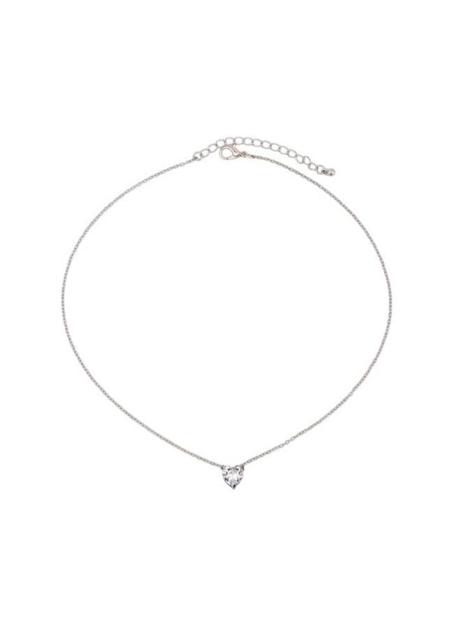 BERYUAN Women Simple Choker Heart Choker Pendant Necklace Trendy Necklace Bridal Necklace Teen Necklace Jewelry for Women and Girls (SILVER) - Image 1