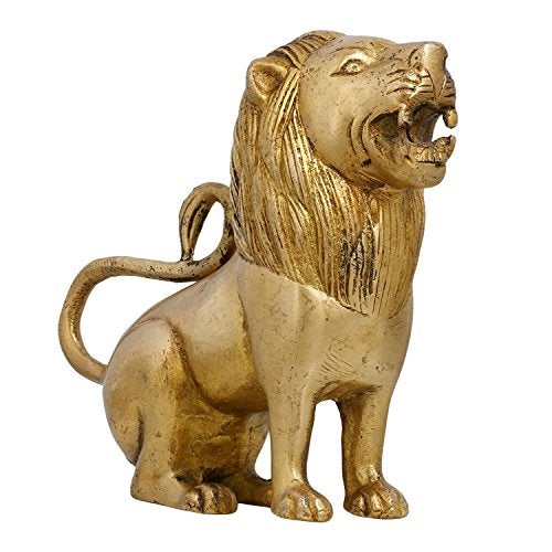 Idol Collections Brass Handmade Lion Figurine Sculpture Art (Gold, Standard) - Image 1