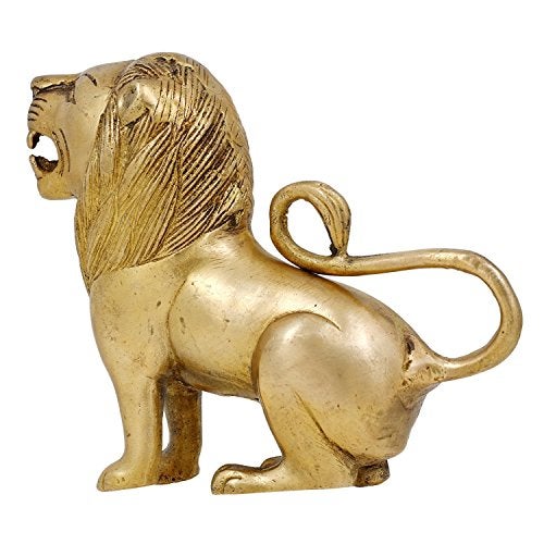 Idol Collections Brass Handmade Lion Figurine Sculpture Art (Gold, Standard) - Image 2