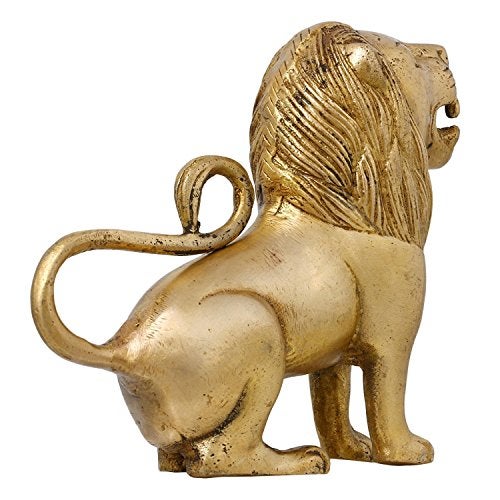 Idol Collections Brass Handmade Lion Figurine Sculpture Art (Gold, Standard) - Image 3