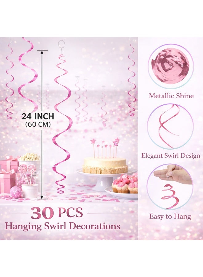 Mordely Hanging Swirl Decorations for Party Ceiling, Foil Spiral Streamers with Hooks, Birthday Wedding Baby Shower Ceiling Decor - Image 2