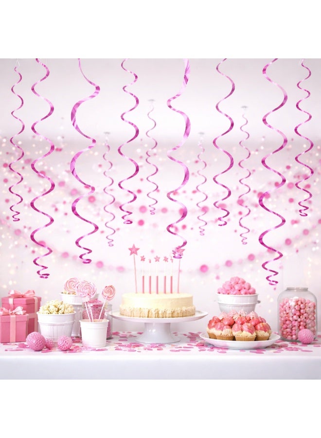 Mordely Hanging Swirl Decorations for Party Ceiling, Foil Spiral Streamers with Hooks, Birthday Wedding Baby Shower Ceiling Decor - Image 1