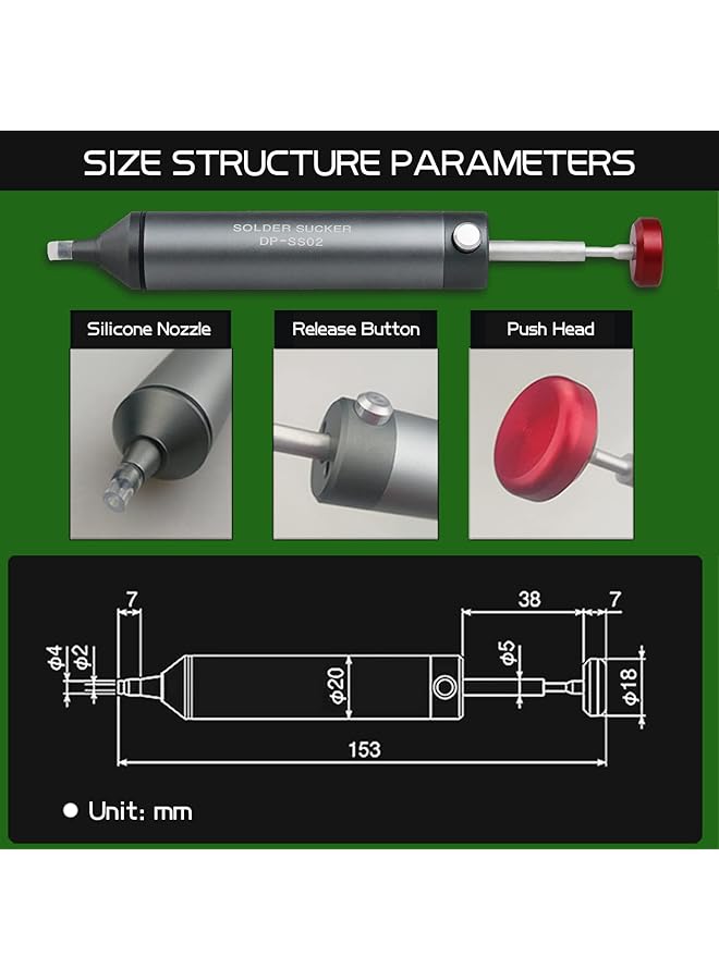 erorex Desoldering Pump Solder Sucker Desoldering Tool For Through Hole Desoldering With Strong Vacuum Suction Heat Resistant Elastic Silicone Tube - Image 5