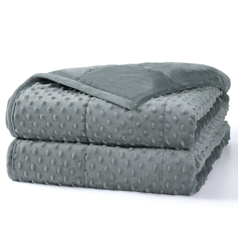 Alomidds Weighted Blanket 60x8015lbs Queen Size  Grey Weighted Blankets for Adults and Kids Cooling Breathable Soft and Comfort Minky Heavy Blanket Microfiber Material with Glass Beads