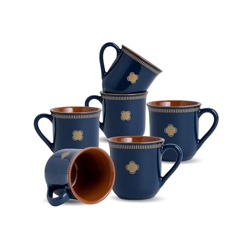 Shay Royal Tea Cup Set, Set of 6, Blue, 180ml | Cup Set of 6 for Tea | Glossy Finish | Premium Ceramic (Royal Tea Cups - Blue) - Image 1