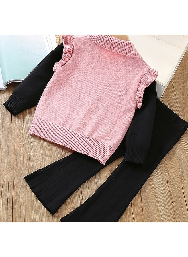 2 pcs Pink Ruffled KnittedTop with Black Bootcut Winterwear Pants for Kids-3-4Y - pzsku/Z6C8460E6B410A37CE3FDZ/45/_/1740398961/214590e8-621b-40c0-ac54-3da4be6ff7b8