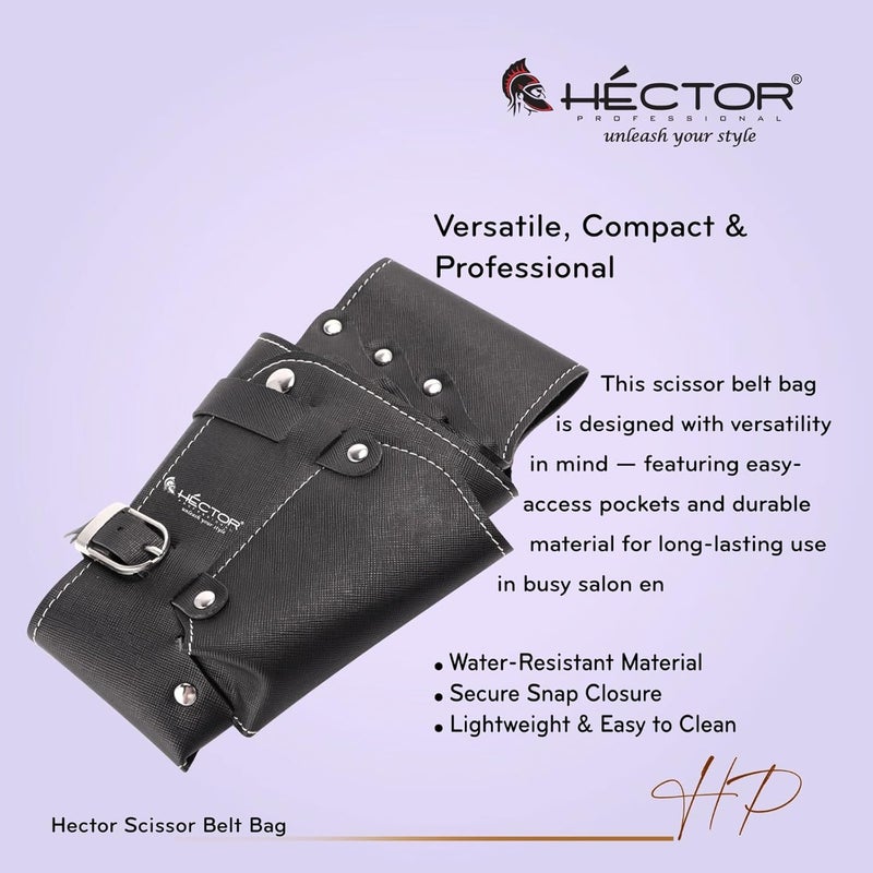 HECTOR Professional Leather Scissors Belt Kit Pouch with Metal Studs, Black - Image 4
