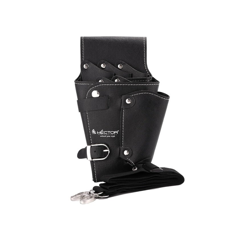 HECTOR Professional Leather Scissors Belt Kit Pouch with Metal Studs, Black - Image 1