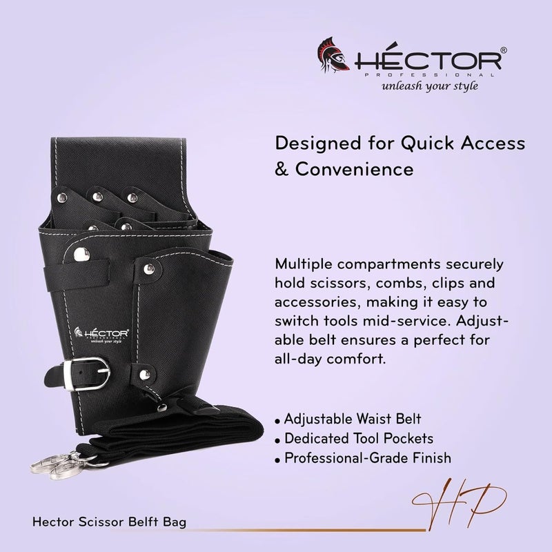 HECTOR Professional Leather Scissors Belt Kit Pouch with Metal Studs, Black - Image 5