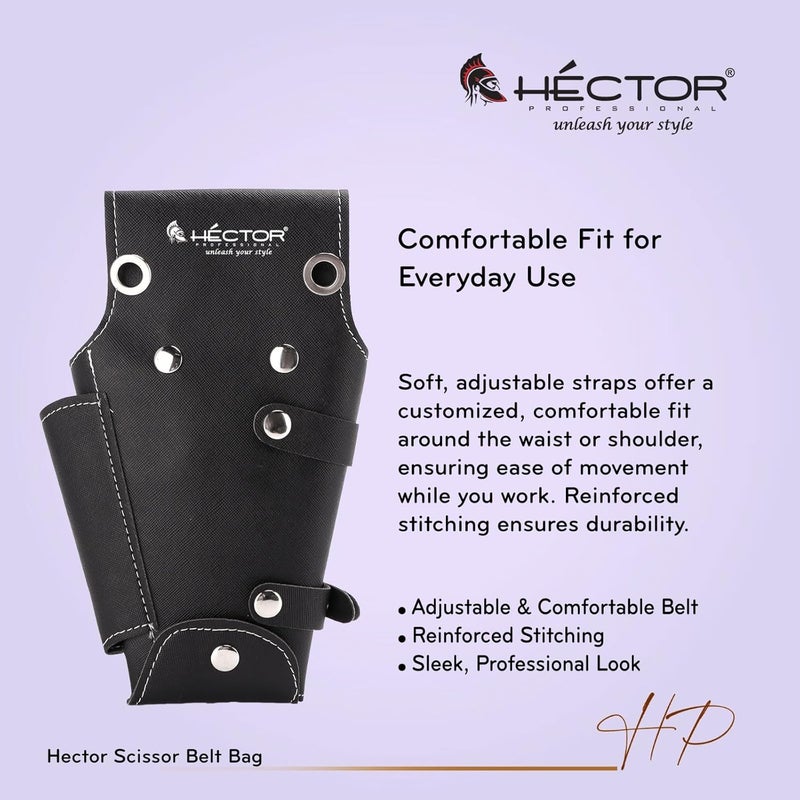 HECTOR Professional Leather Scissors Belt Kit Pouch with Metal Studs, Black - Image 3