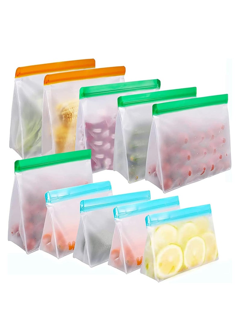 Oasisgalore 10 Pack Reusable Freezer Ziplock Bags Food Storage Bags Snack Bags for Kitchen Meat Fruit Cereal - Image 1