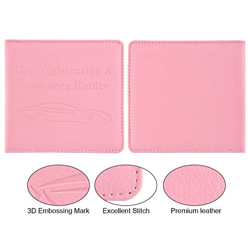 Cacturism Car Registration and Insurance Holder, Vehicle Glove Box Car Organizer，Women Interior Car Accessories Case for Cards, Essential Document, Driver License, Pink - Image 3