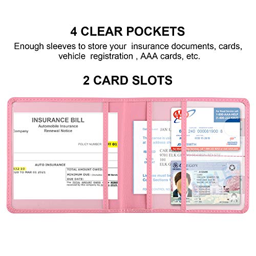 Cacturism Car Registration and Insurance Holder, Vehicle Glove Box Car Organizer，Women Interior Car Accessories Case for Cards, Essential Document, Driver License, Pink - Image 2