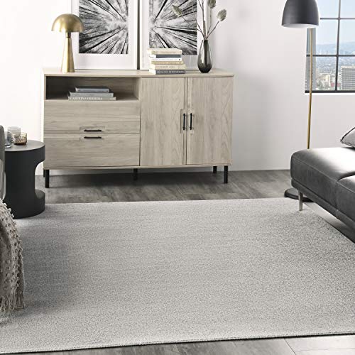 Nourison Essentials Solid Contemporary Silver Grey 7 Square Area Rug  7 X Square