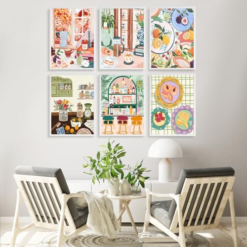 Fountor 6 Pack Paint by Numbers Kit for Adults Beginner Coffee Adult Paint by Number Kits on Canvas Without Frame DIY Acrylic Fruit Oil Painting by Numbers for Home Decor Gift 10 W x 14L - Image 3