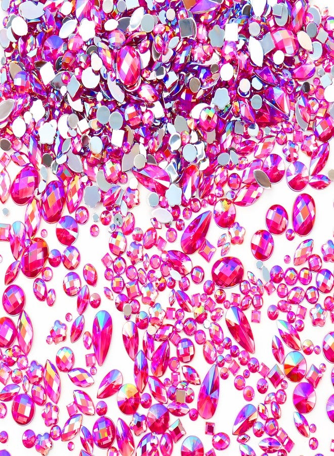 Jyukan 1200Pcs Crystal Gems for Crafts Mix Sizes Flatback Rhinestone Acrylic AB Colorful Gemstones Jewels for Halloween Party Decorations, 3D Nails Art, Clothes, Shoes, Phone Case Rose - Image 1