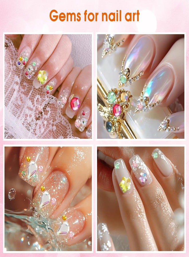 Jyukan 1200Pcs Crystal Gems for Crafts Mix Sizes Flatback Rhinestone Acrylic AB Colorful Gemstones Jewels for Halloween Party Decorations, 3D Nails Art, Clothes, Shoes, Phone Case Rose - Image 5