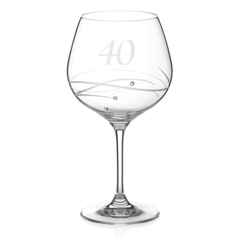 DIAMANTE Swarovski 40th Birthday or Anniversary Gin Copa  Single Crystal Gin Glass with a Hand Etched 40  Embellished with Crystals Gift Packed