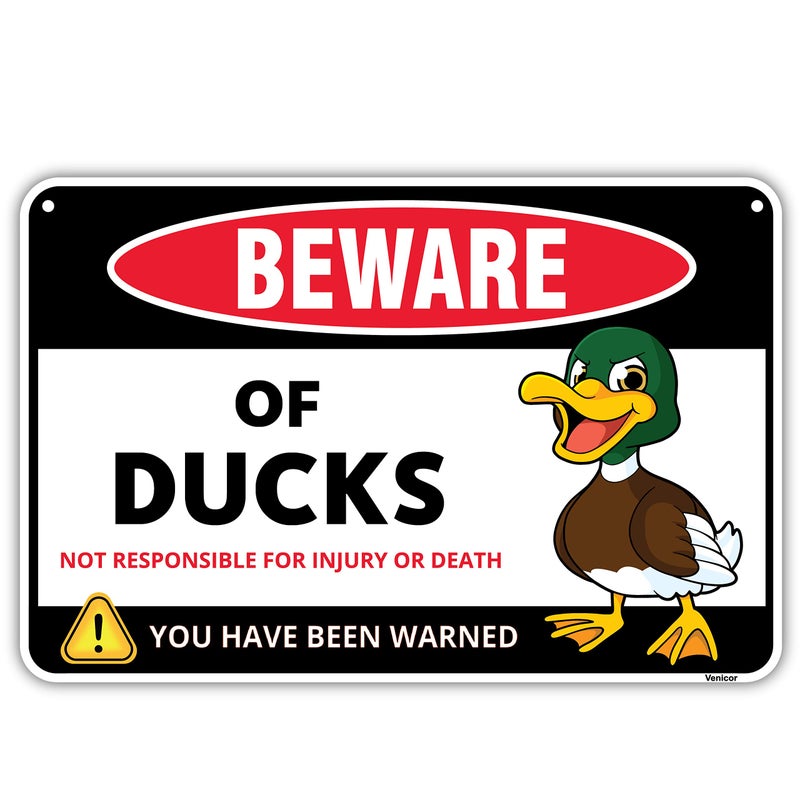 Venicor Duck Sign Decor - 8 x 12 Inches - Aluminum - Duck Gifts for Duck Lovers - Duck Crossing Decorations for Home Poster Things Pet Accessories Stuff - Image 1