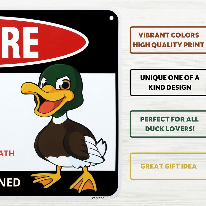 Venicor Duck Sign Decor - 8 x 12 Inches - Aluminum - Duck Gifts for Duck Lovers - Duck Crossing Decorations for Home Poster Things Pet Accessories Stuff - Image 3