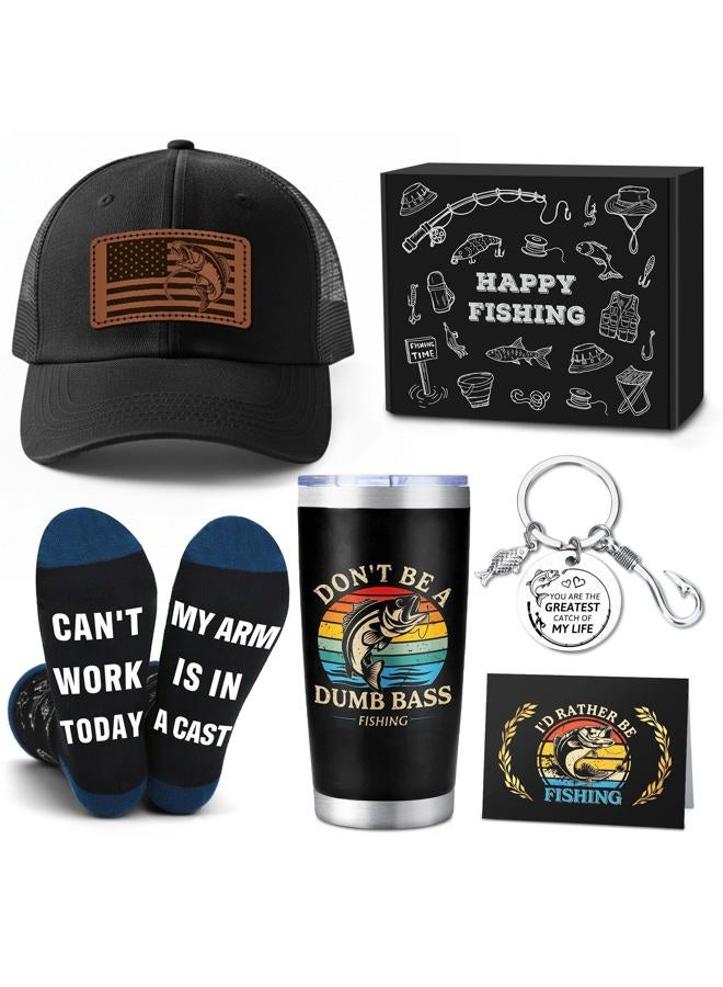 Launrada Gifts for Fishermen Fishing Lovers Gifts for Men Cool Fisherman Stuff for Mens Unique Fishing Accessories for Men with Keychain Mug Hat Socks - Image 1