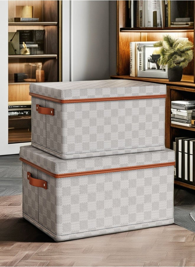 1/2/3 Pack Closet Storage Box with Lid and Handle, Stackable Wardrobe Clothes Organizer, Foldable Closet Storage Basket, Cube Storage Bins for Clothing, T-Shirt, Jeans, Sweaters, Toys & Books (38L) - Image 3