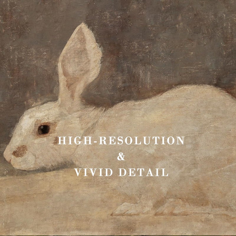 Kizbok Vintage Wall Art Decor, Neutral Rabbit Canvas Painting, Farmhouse Decor Bunny Drawing for Nursery Wall Decor, Antique Rabbit Gallery Wall Art for Easter Bedroom Bathroom Home(8" x 10"-UNFRAMED) - Image 2