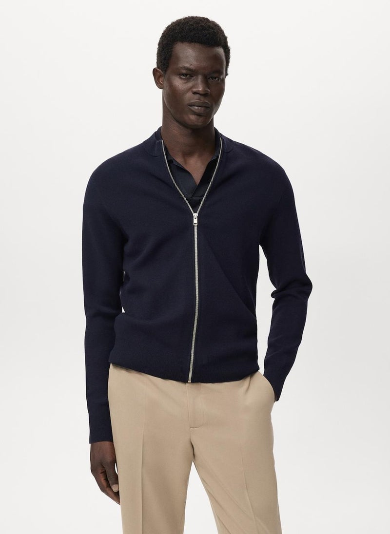 MANGO Zipped knit cardigan - Image 1