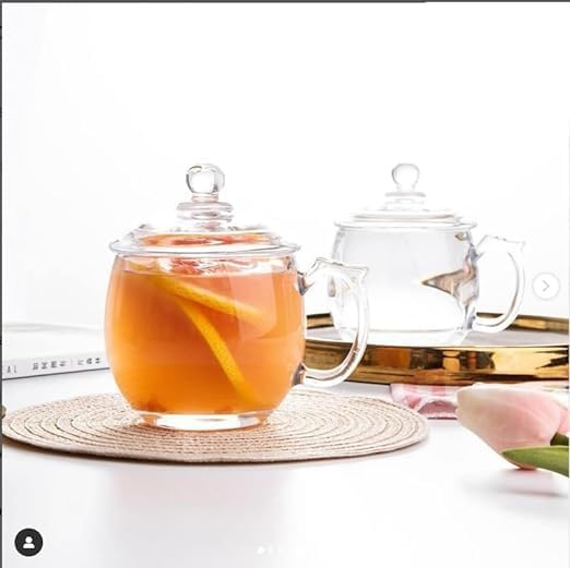DARKZONE Glass Soup Mug with lid 220 mlCoffee Mugs with Handle 220ml Coffee Cup Lemon Tea Mug with Glass Lid Clear Tea Cup Set for Coffee Tea Milk Hot Cold Beverage Set of 4 - Image 5