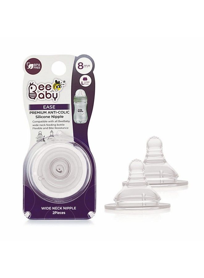 Beebaby Pack Of 2 Ease Anti colic Silicone Nipple Teat With Carry Case, Fast Flow, 8M+ - Image 1