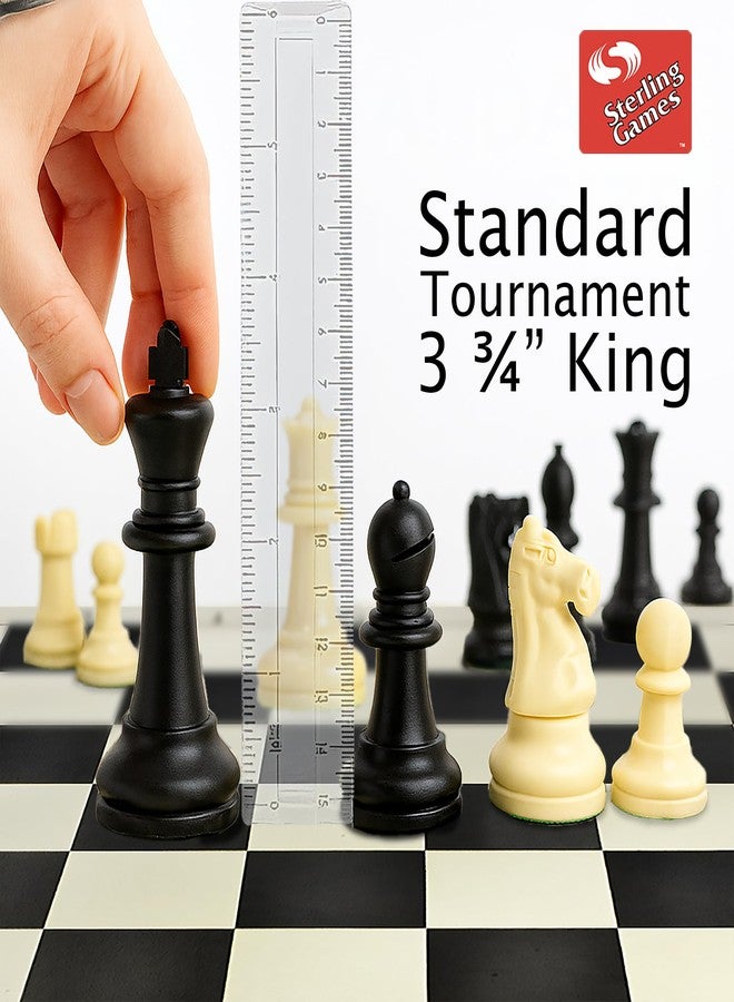 Sterling Games Extra Large 20" x 20" Roll Up Chess Mat and Pieces Set, Standard Tournament Chess Set with Blue Vinyl Portable Travel Mat and Single Weight Chess Pieces - Image 4