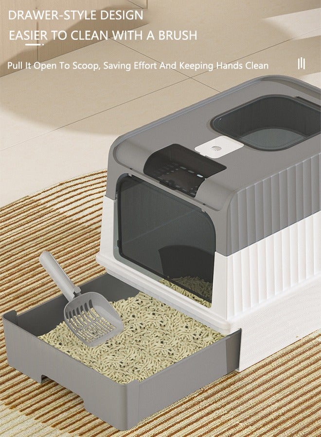 Extra-Large Cat Litter Box With Fully Enclosed Drawer-Style Cat Toilet To Prevent Spillage Outside. - Image 3