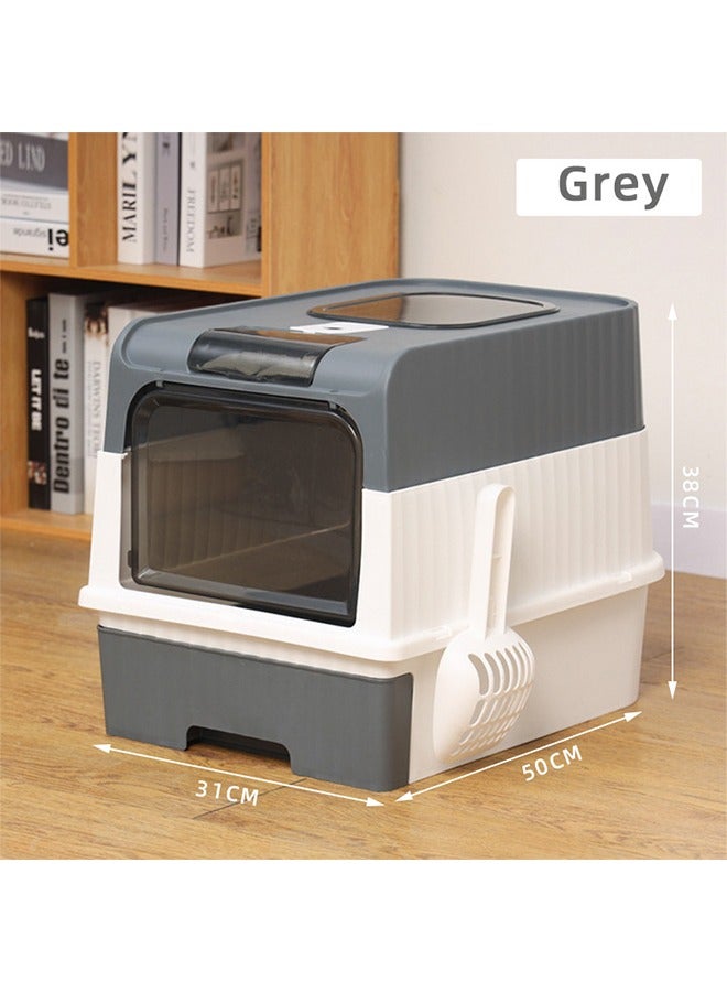 Extra-Large Cat Litter Box With Fully Enclosed Drawer-Style Cat Toilet To Prevent Spillage Outside. - Image 1