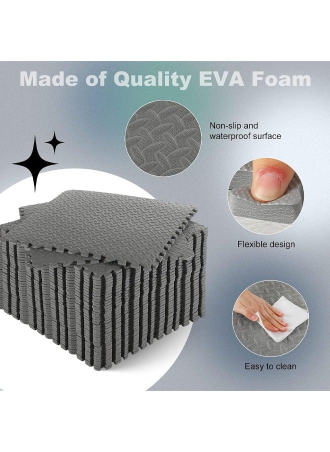 Generic Puzzle Exercise Floor Mats 30 x 30 CM Gray Interlocking Flooring Tiles Foam Gym Floor Mats Bulk Floor Padding for Kids Gym Home Garage Workout Equipment  - Image 3