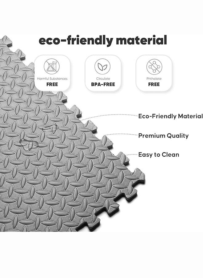 oldlaiben Puzzle Exercise Mat, EVA Foam Gym Floor Mats Interlocking Exercise Mat Tiles Protective Flooring Mats Carpet Tiles Floor Padding Puzzle Cushion with Border Exercise Equipment Mat for Workouts Equipment Yoga Pilates (Grey, 30 x 30CM) - Image 3