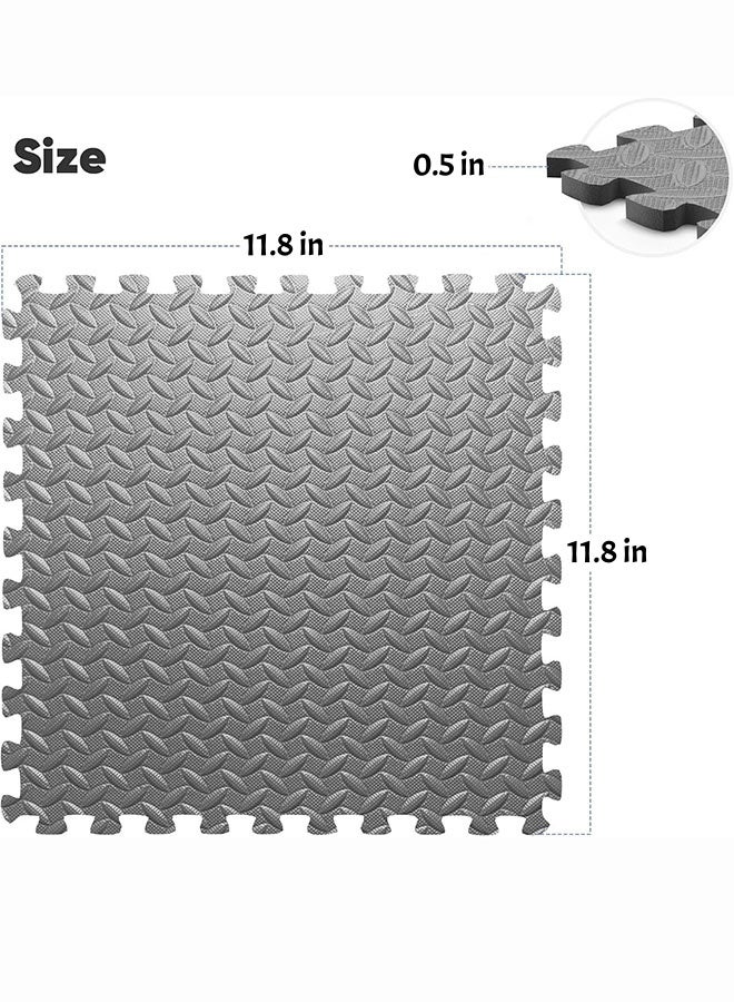 oldlaiben Puzzle Exercise Mat, EVA Foam Gym Floor Mats Interlocking Exercise Mat Tiles Protective Flooring Mats Carpet Tiles Floor Padding Puzzle Cushion with Border Exercise Equipment Mat for Workouts Equipment Yoga Pilates (Grey, 30 x 30CM) - Image 2