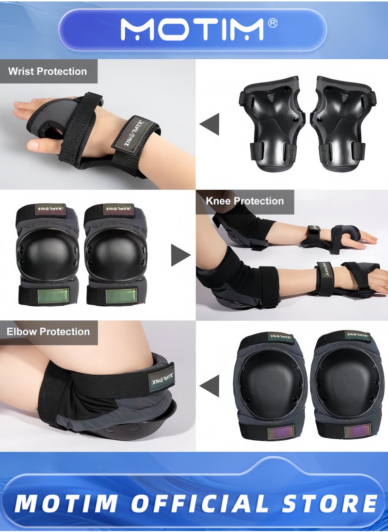 Motim 3 in 1 Sports Protective Gear Set Adult/Kids/Youth Knee Elbow Wrist Pads Protective Gear Set for Skateboard & Roller Skate & Inline Skates & Cycling & Scooter  - Image 5