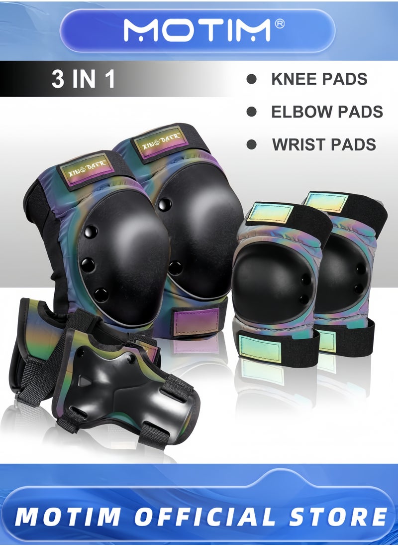 Motim 3 in 1 Sports Protective Gear Set Adult/Kids/Youth Knee Elbow Wrist Pads Protective Gear Set for Skateboard & Roller Skate & Inline Skates & Cycling & Scooter  - Image 3