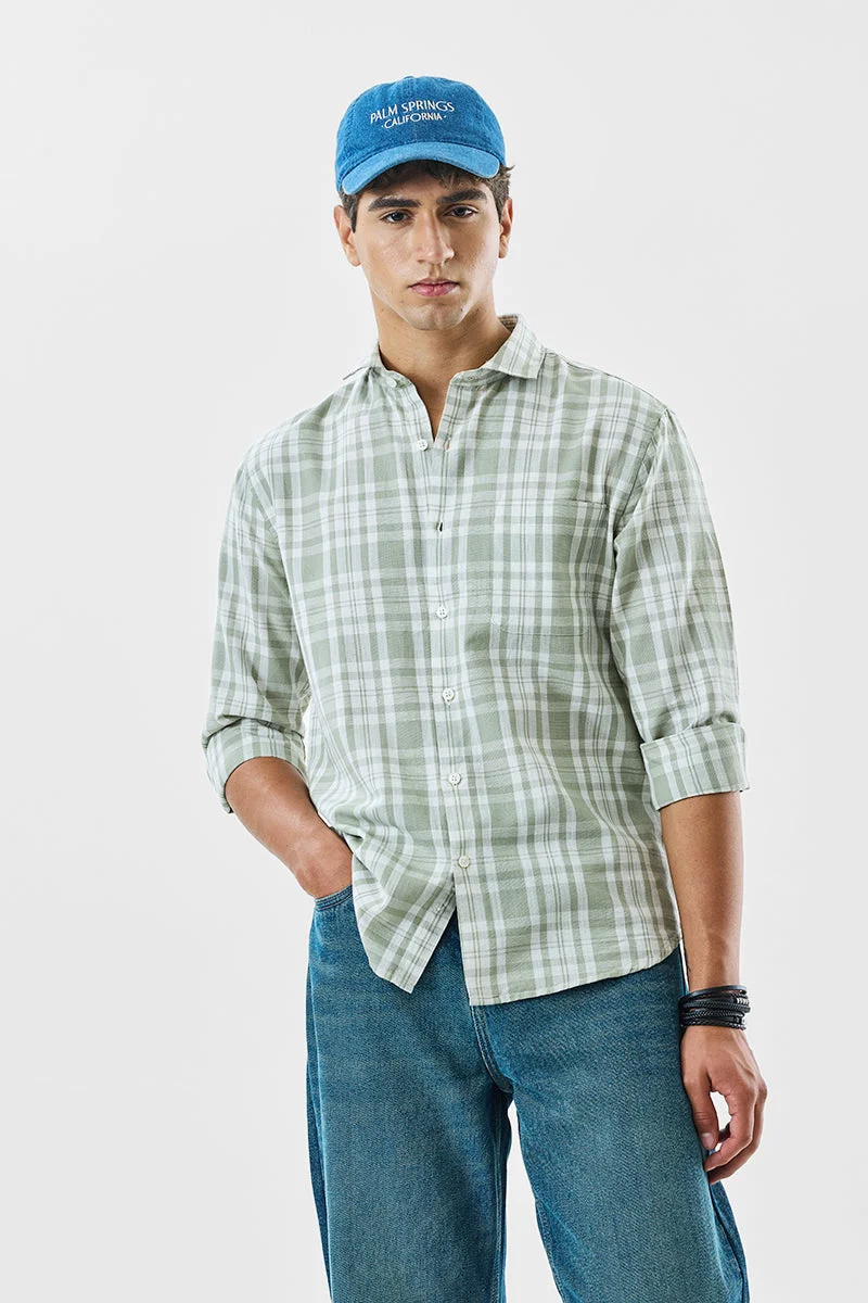 SNITCH Regular Fit Checks Linen Blend Shirt