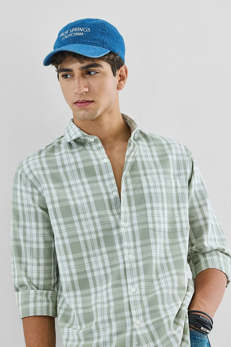 SNITCH Regular Fit Checks Linen Blend Shirt
