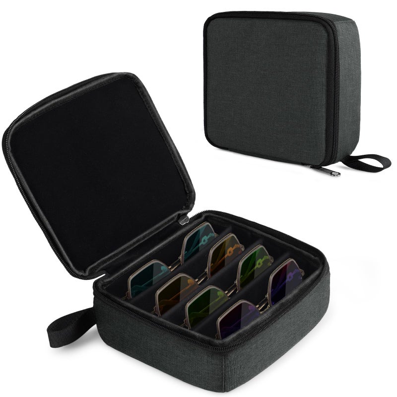 Bukere Travel Sunglasses Organizer Case Adjustable Slot For Multiple Pairs Portable Eyeglasses Storage Box for Men Women