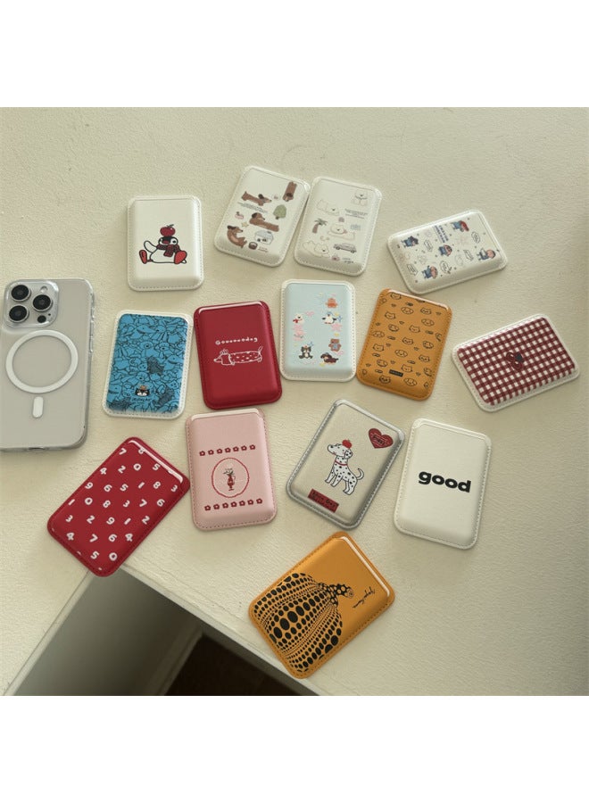 Suitable For Apple MagSafe Magnetic Card Bag IPhone15promax Leather 14pro Access Control Card Apple 13-Specifications:Penguin Red Apple  - Image 3