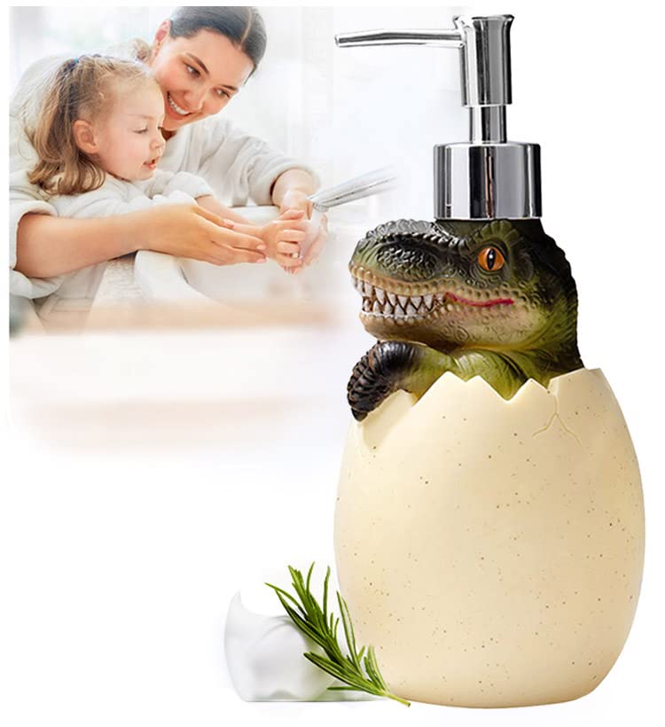 Cool Lemon Cute Dinosaur Baby Egg Pump Lotion Dispenser Liquid Soap Hand Soap Shampoo Shower Gel Refill Dispenser for Adults Kids Bathroom Bath Accessory Kitchen Countertop A