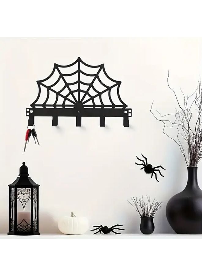 Spider Web Style Gothic Shelf Wall Mounted Towel Rack Bathroom Door Hanging Decor - Image 4